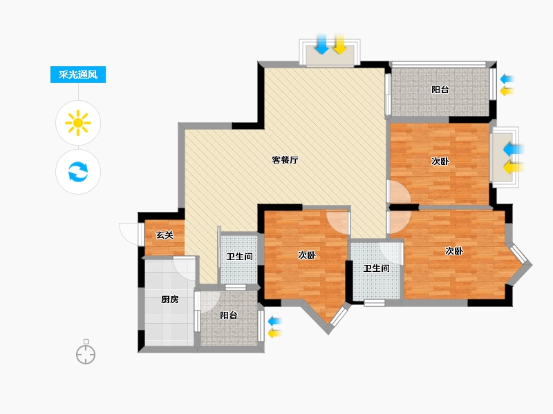 四川省-成都市-东立国际花城三期-100.91-户型库-采光通风