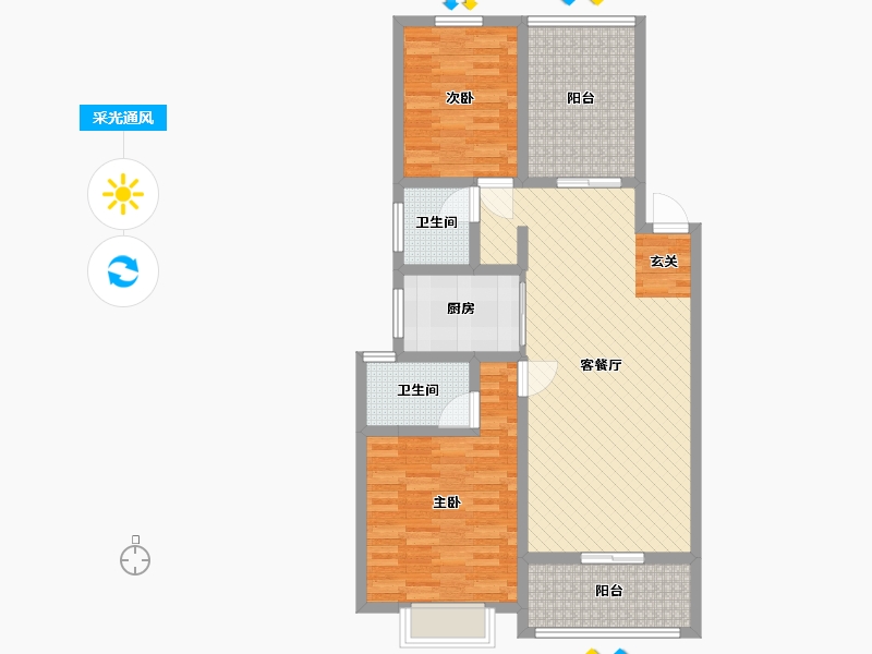 湖北省-随州市-金域龙湾-89.83-户型库-采光通风