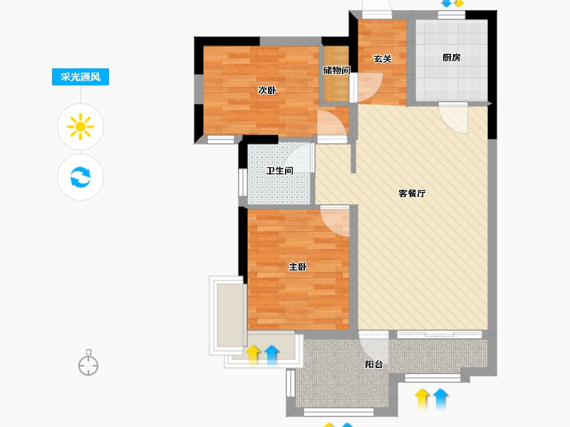 湖北省-武汉市-沿海赛洛城-66.44-户型库-采光通风