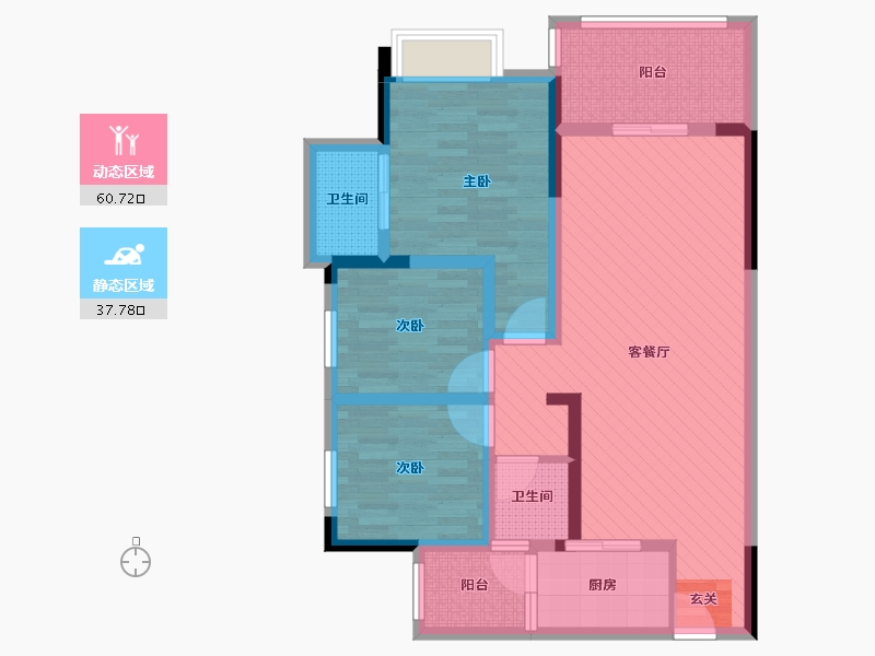 重庆-重庆市-彭水香江国际-84.80-户型库-动静分区