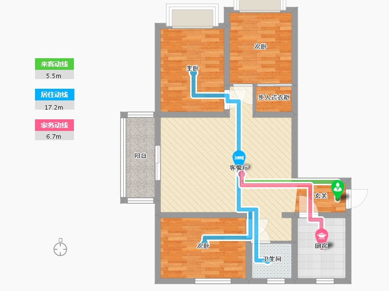 山西省-吕梁市-名门华府-73.65-户型库-动静线