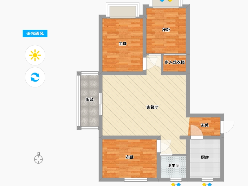 山西省-吕梁市-名门华府-73.65-户型库-采光通风