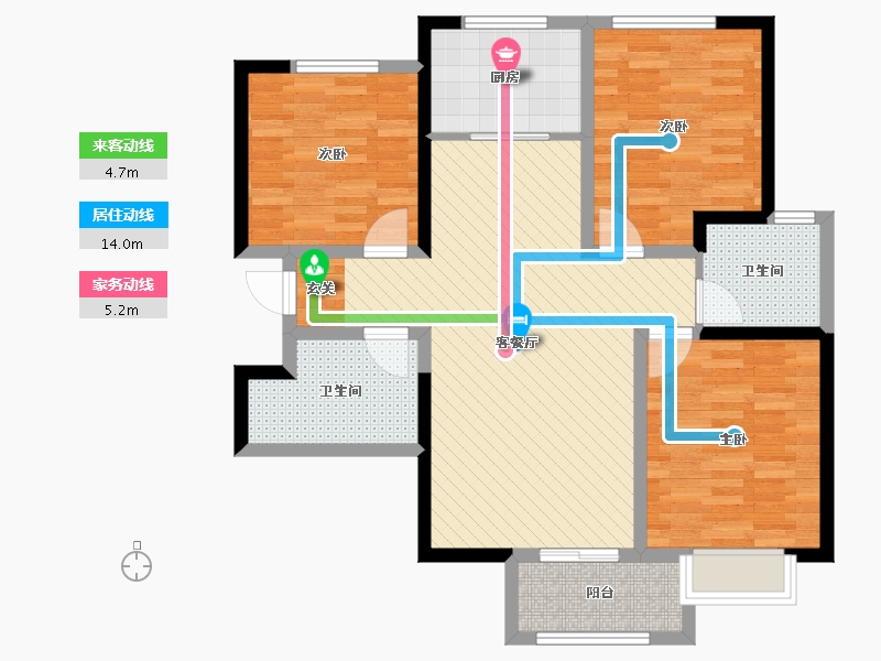 陕西省-渭南市-水岸名居-93.60-户型库-动静线