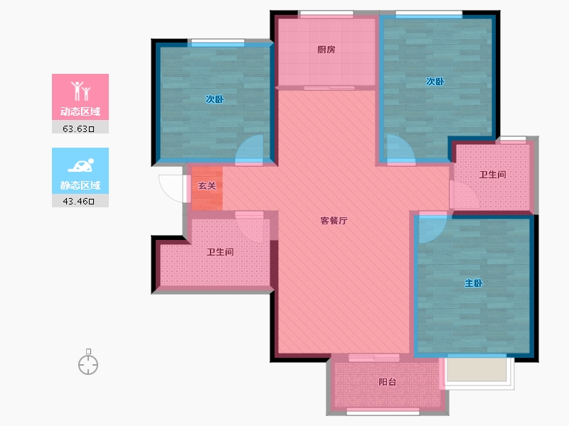 陕西省-渭南市-水岸名居-93.60-户型库-动静分区