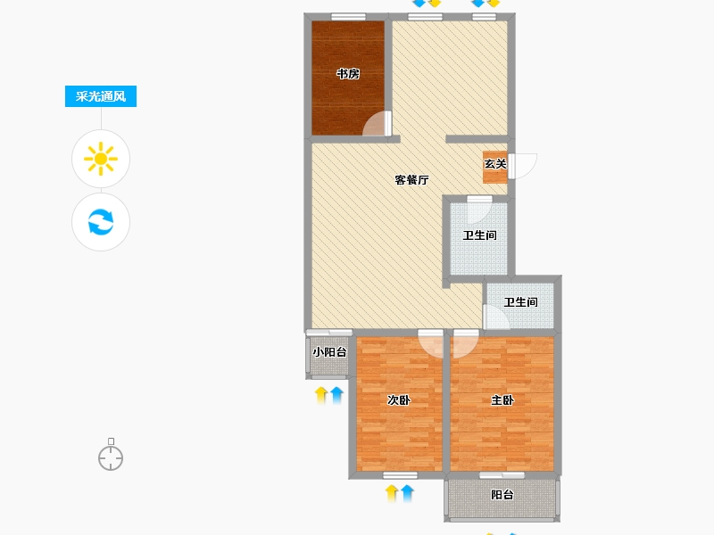 山西省-忻州市-百合华庭-102.69-户型库-采光通风