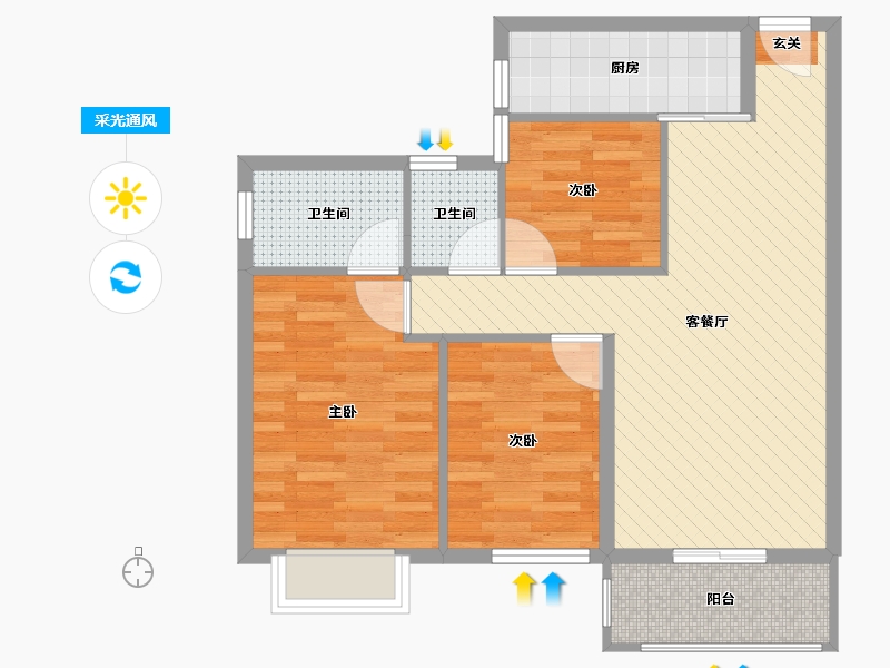 广西壮族自治区-南宁市-江宇世纪城-12号楼-72.00-户型库-采光通风