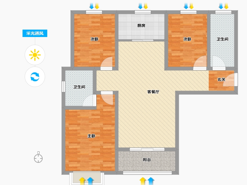 河南省-郑州市-濮上名家-100.80-户型库-采光通风