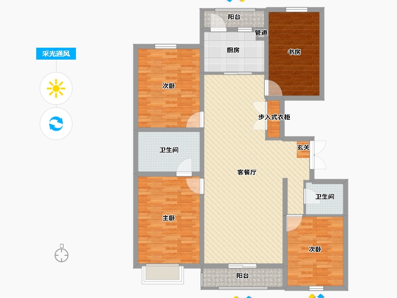 山西省-忻州市-丽都花园-125.97-户型库-采光通风