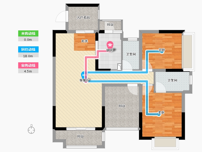 广东省-东莞市-碧琴湾花园-90.81-户型库-动静线