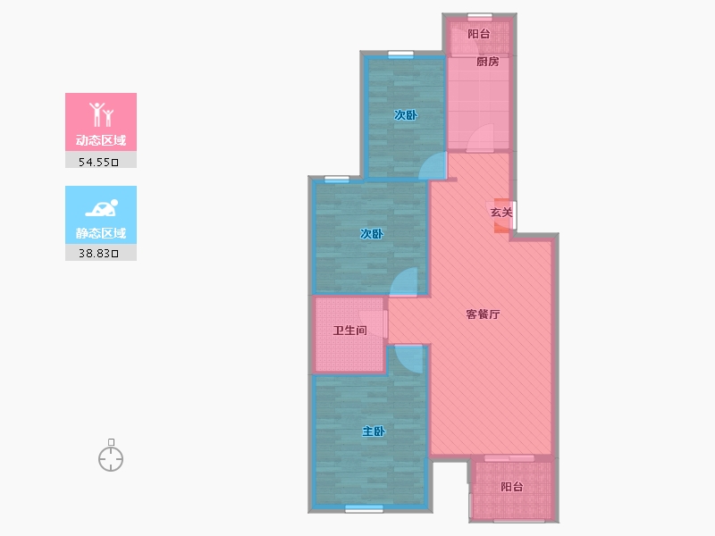 北京-北京市-龙腾苑三区-84.03-户型库-动静分区