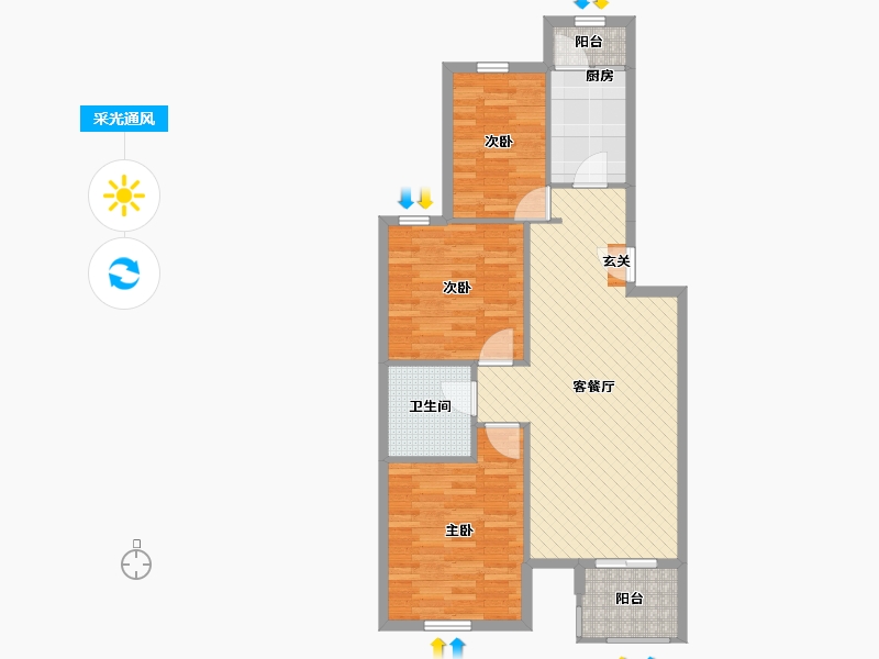 北京-北京市-龙腾苑三区-84.03-户型库-采光通风