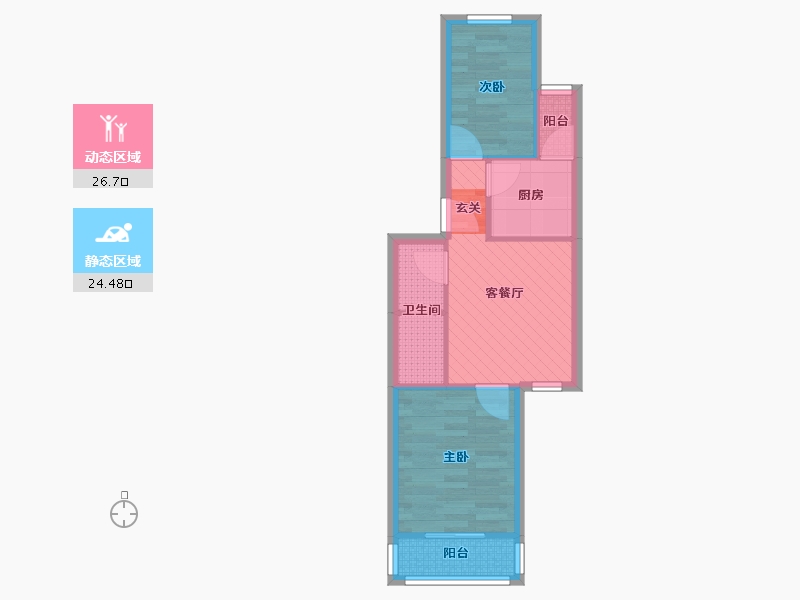 北京-北京市-建西苑中里-44.39-户型库-动静分区