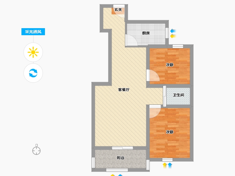 新疆维吾尔自治区-昌吉回族自治州-丁香园-59.76-户型库-采光通风