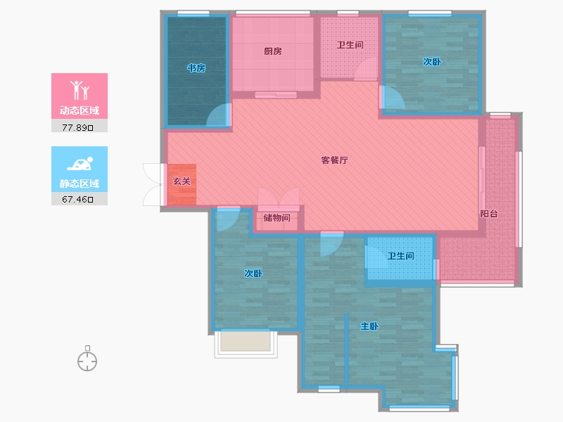 陕西省-西安市-曲江诸子阶-二期-127.34-户型库-动静分区