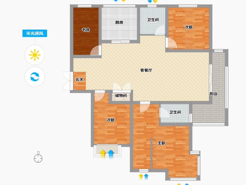 陕西省-西安市-曲江诸子阶-二期-127.34-户型库-采光通风