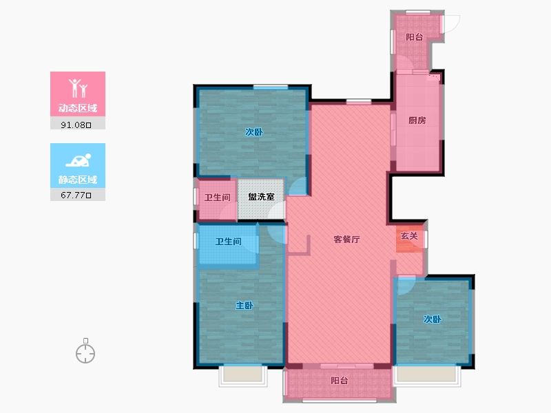 陕西省-榆林市-恒源首府-145.54-户型库-动静分区