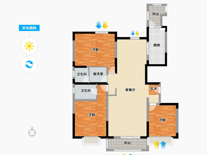 陕西省-榆林市-恒源首府-145.54-户型库-采光通风