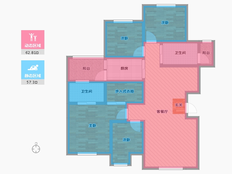 新疆维吾尔自治区-伊犁哈萨克自治州-奎屯市上东湖-102.97-户型库-动静分区