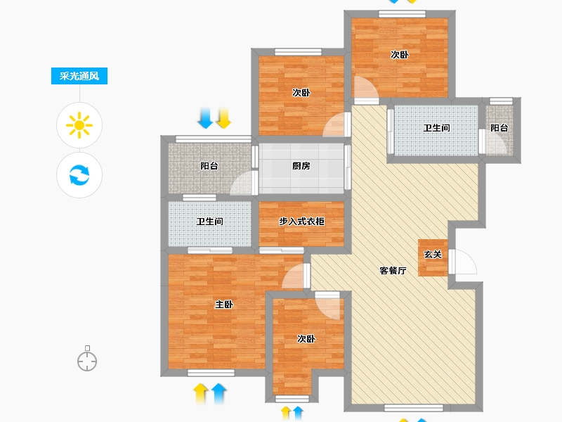 新疆维吾尔自治区-伊犁哈萨克自治州-奎屯市上东湖-102.97-户型库-采光通风