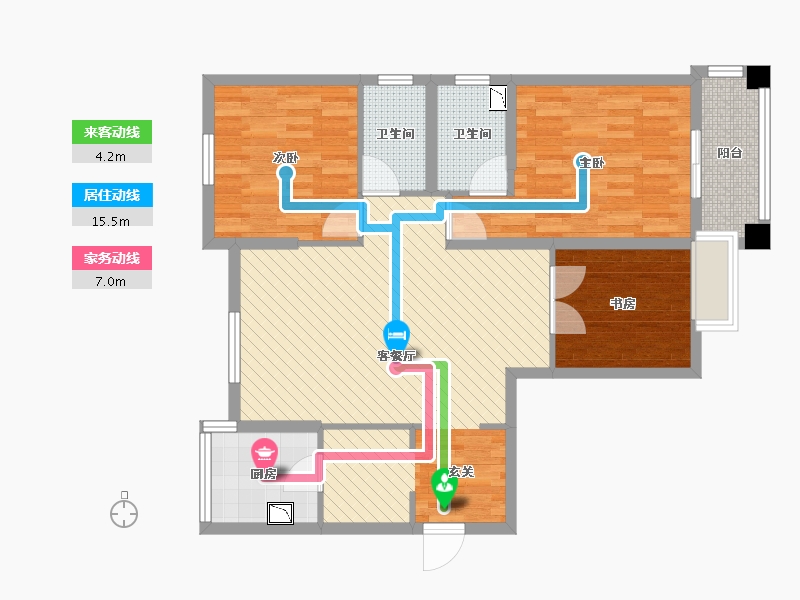 湖北省-武汉市-明泽丰华苑-24栋-90.60-户型库-动静线