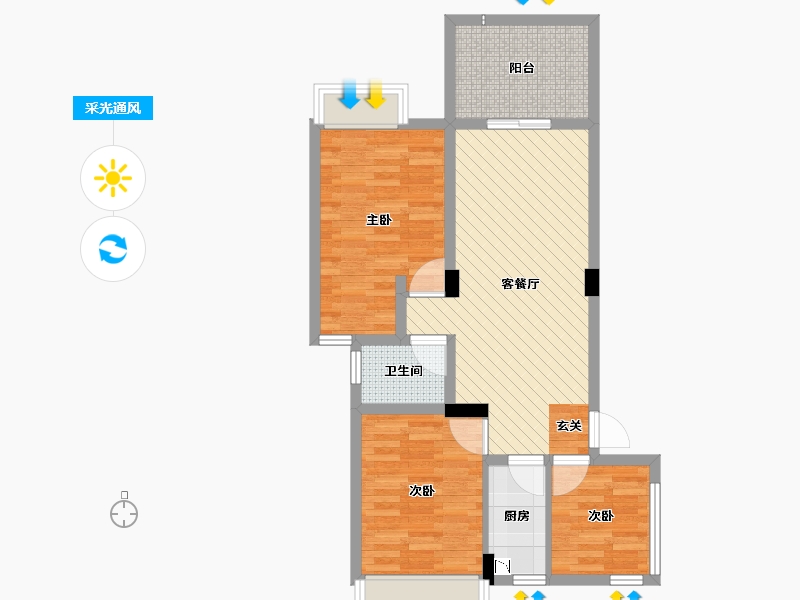 浙江省-温州市-昆盛肖邦-70.39-户型库-采光通风