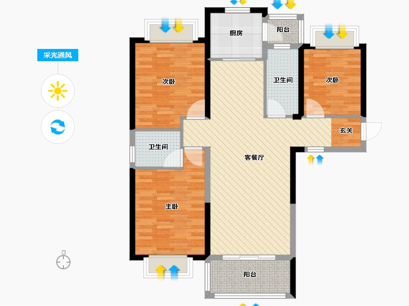 江西省-抚州市-东润学墅壹号-92.87-户型库-采光通风