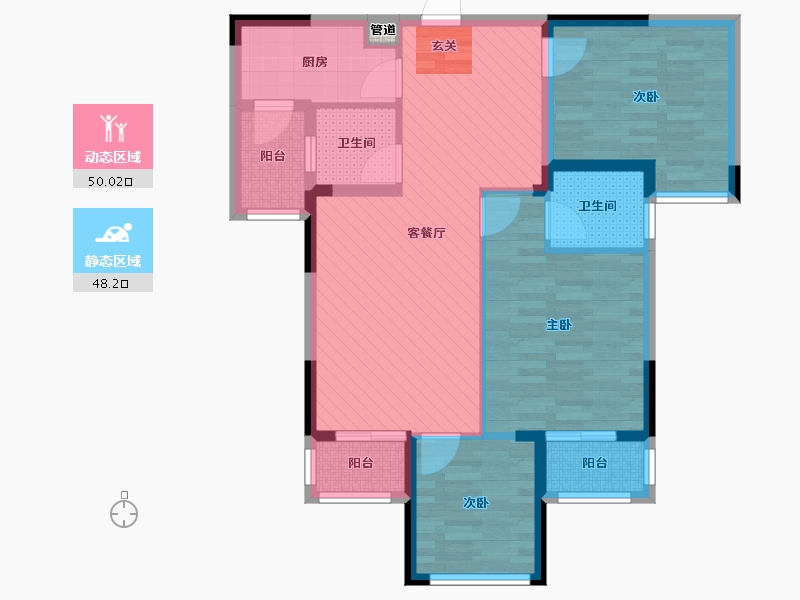 湖北省-黄冈市-万景城-86.16-户型库-动静分区