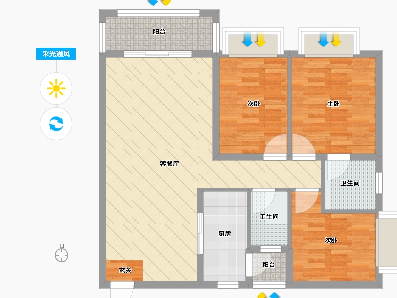 四川省-遂宁市-红旭铂玉城-81.33-户型库-采光通风