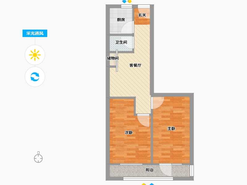 北京-北京市-永乐小区-83号楼-47.33-户型库-采光通风