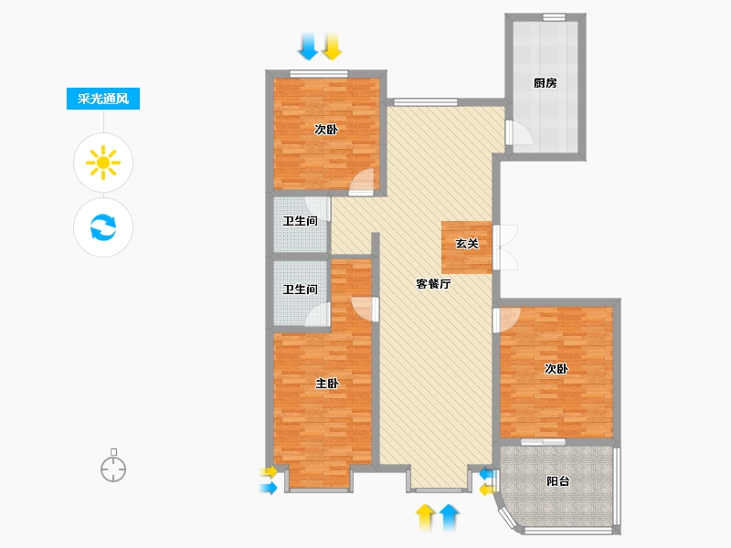 山西省-吕梁市-汇丰-135.13-户型库-采光通风