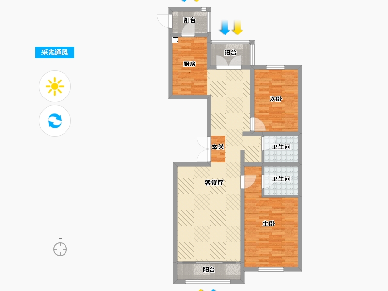 黑龙江省-哈尔滨市-大正莅江-92.98-户型库-采光通风