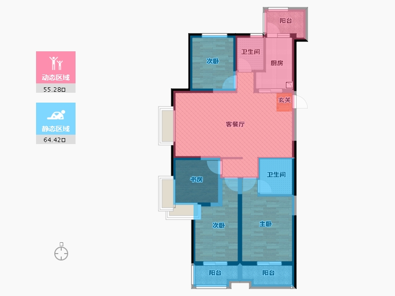 山西省-太原市-复地东山国际-104.16-户型库-动静分区