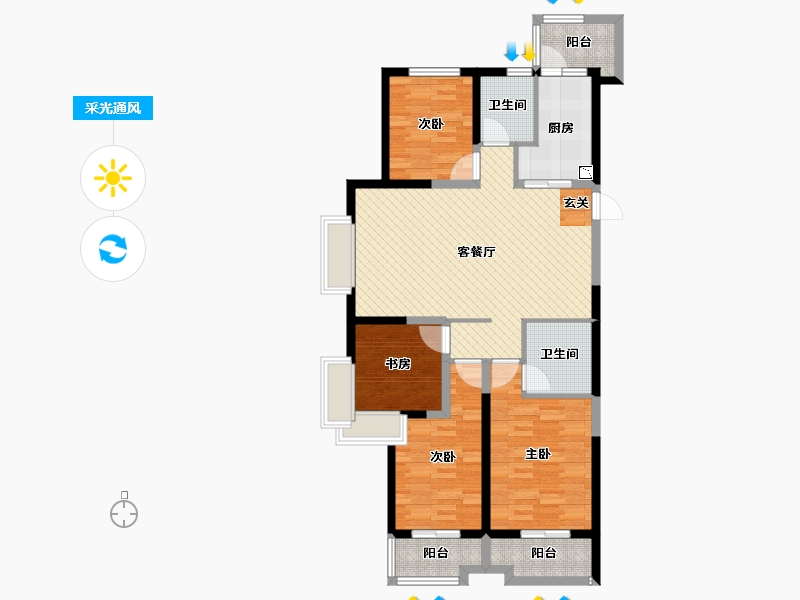 山西省-太原市-复地东山国际-104.16-户型库-采光通风