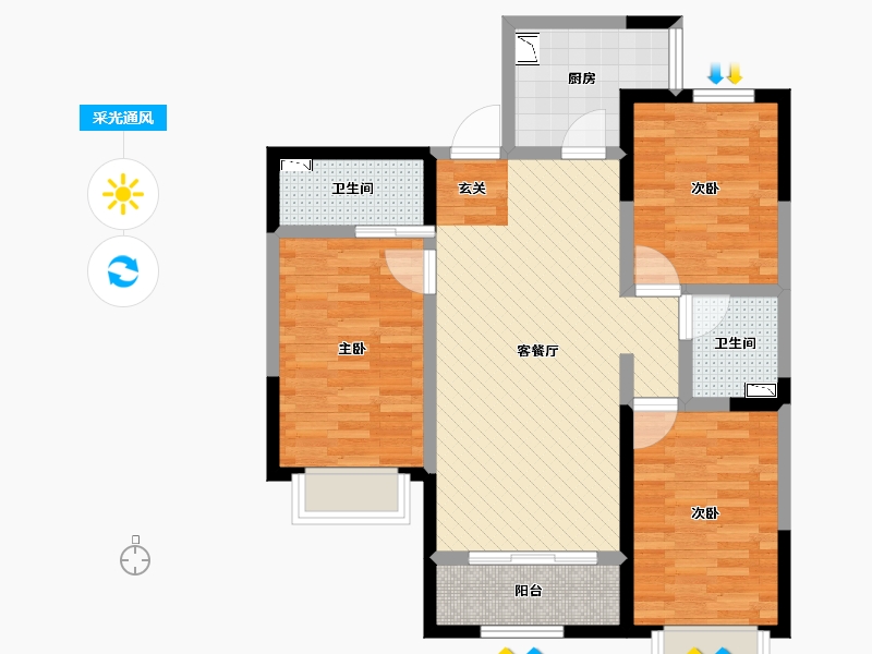 河北省-衡水市-星河湾花园-79.53-户型库-采光通风