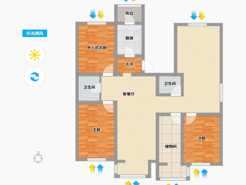 天津-天津市-新世纪城-120.91-户型库-采光通风