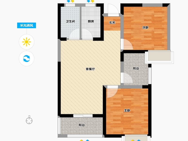 安徽省-合肥市-新慧御湖城-68.86-户型库-采光通风