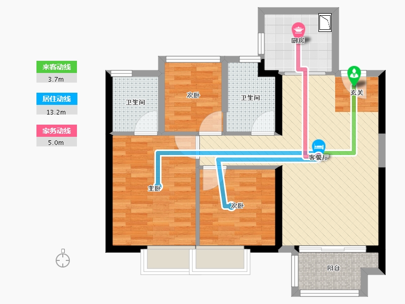 福建省-莆田市-碧桂园天澜-70.40-户型库-动静线