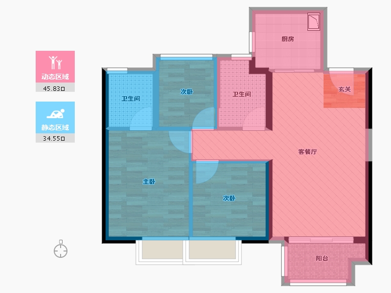 福建省-莆田市-碧桂园天澜-70.40-户型库-动静分区