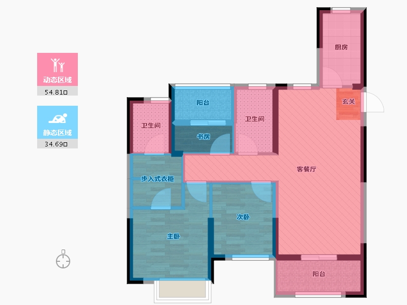 浙江省-嘉兴市-嘉善孔雀城-77.50-户型库-动静分区