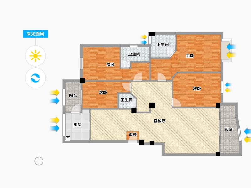 福建省-泉州市-晋江市东石镇四居-154.17-户型库-采光通风