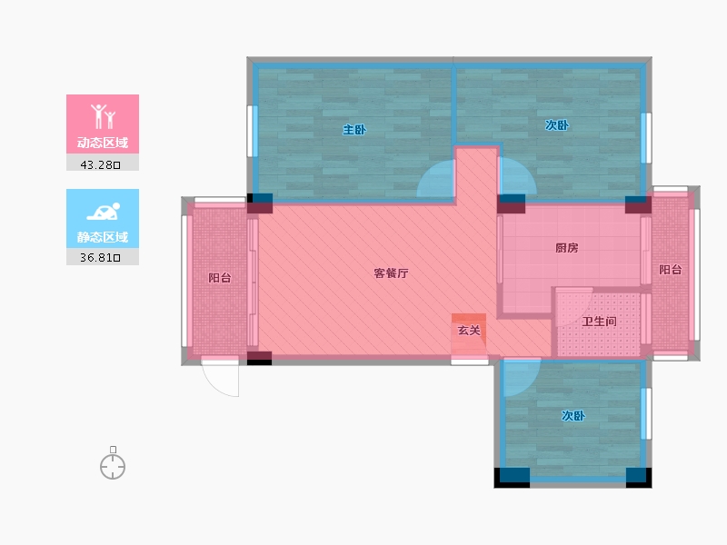 广东省-广州市-富力新居-70.62-户型库-动静分区