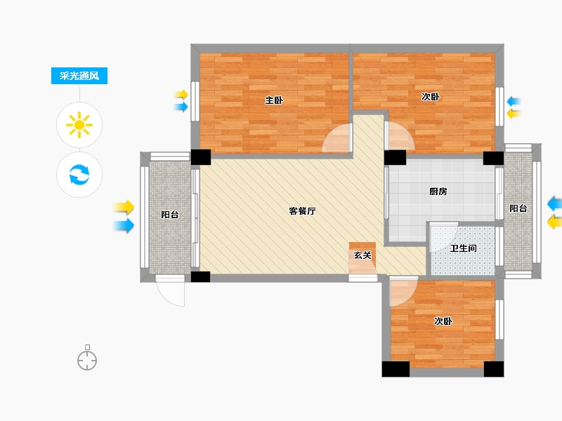 广东省-广州市-富力新居-70.62-户型库-采光通风