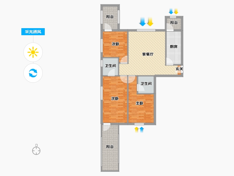 北京-北京市-名佳花园三区-93.66-户型库-采光通风