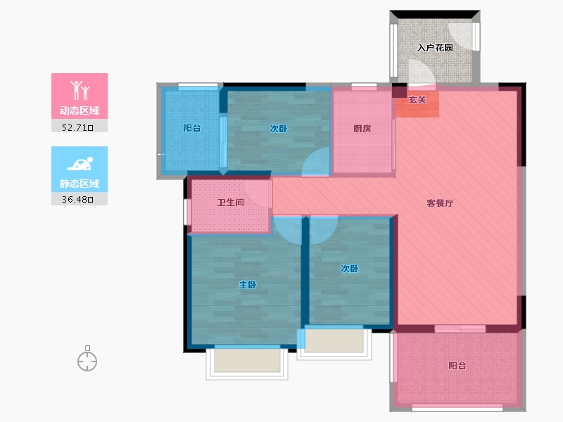 海南省-海口市-椰海新城三期棕榈园-82.91-户型库-动静分区