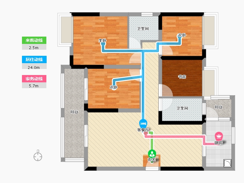 重庆-重庆市-来新居水岸国际-94.30-户型库-动静线