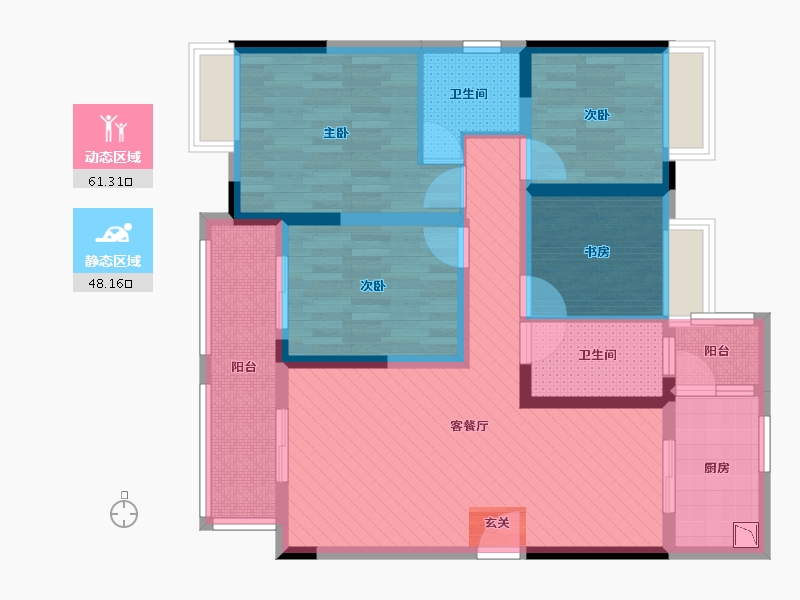 重庆-重庆市-来新居水岸国际-94.30-户型库-动静分区