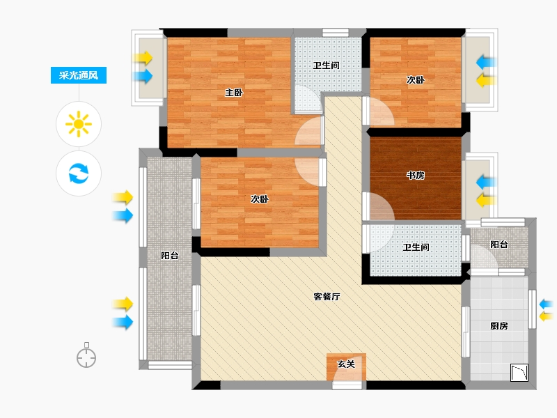 重庆-重庆市-来新居水岸国际-94.30-户型库-采光通风