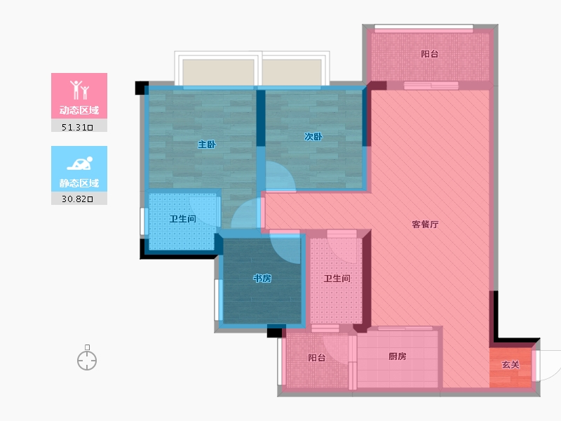 重庆-重庆市-东邦小悦湾-70.19-户型库-动静分区