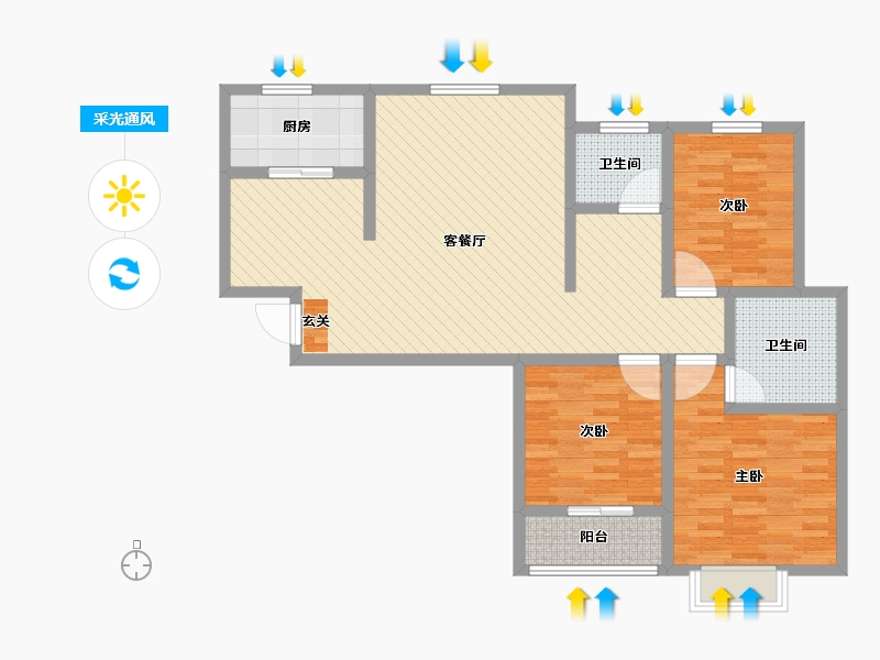 河南省-濮阳市-大化生活区-101.60-户型库-采光通风