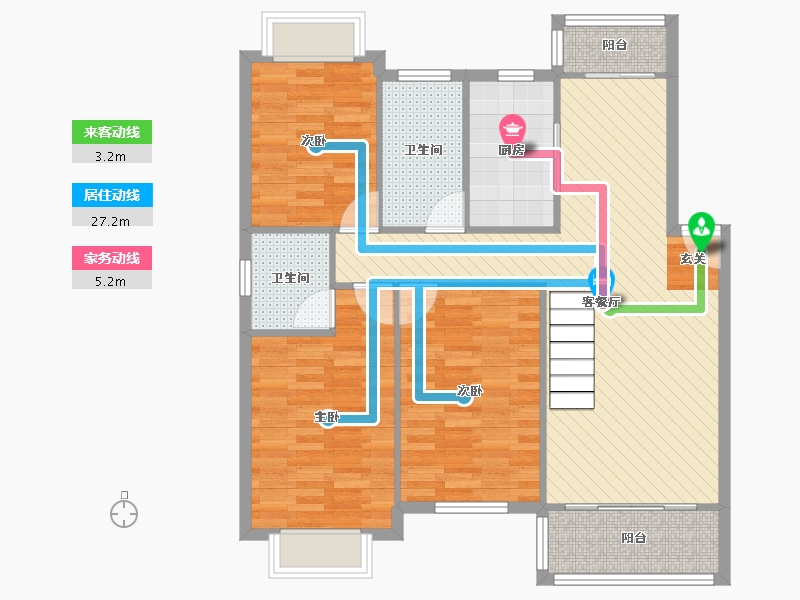 江苏省-南京市-天地新城天琴座-28幢-98.25-户型库-动静线